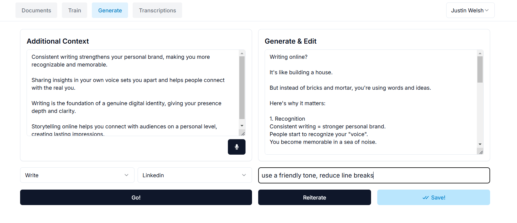 Content review and publishing interface